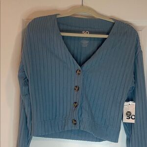 SO Sky Blue Button-Up Cardigan
